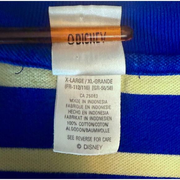 Vintage Disney Store Goofy Polo Shirt Blue Yellow Stripe XL 90s Embroidered Logo - Picture 5 of 11